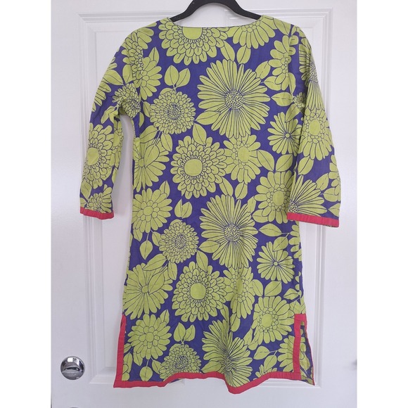 Boden Floral Tunic Midi Dress 3/4‎ Sleeve Size 6  Lime Green - Picture 4 of 7